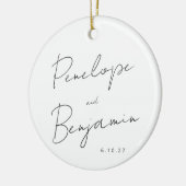 Script Handschrift zwart wit bruiloft foto Keramisch Ornament (Links)