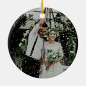 Script Handschrift zwart wit bruiloft foto Keramisch Ornament (Achterkant)