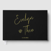 Script Handtekening Elegant Zwart Bruiloft Gastenboek (Voorkant)