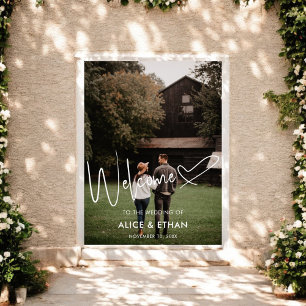 Script handtekening hart welkom trouwfoto poster