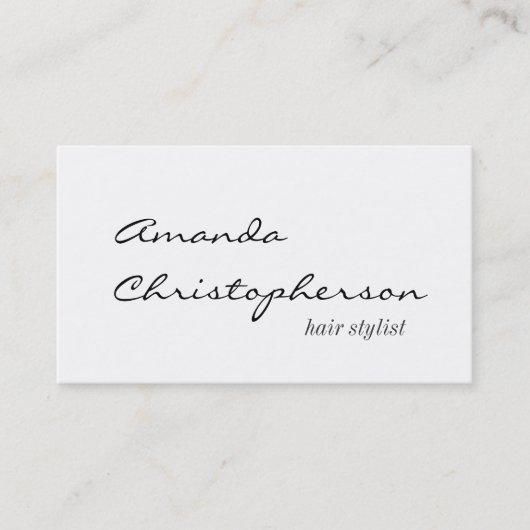 Script Handwrite Hair Stylliste Carte de visite bl (Devant)