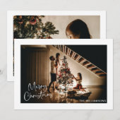 Script Handwriting Modern Merry Christmas Photo  Feestdagenkaart (Voorkant / Achterkant)