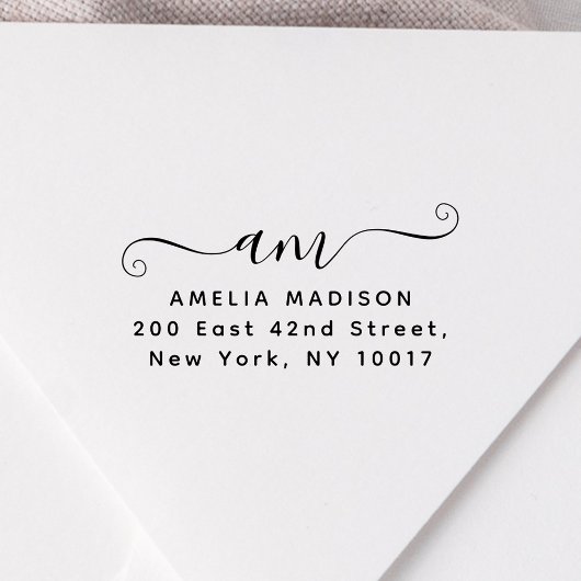 Script Handwritten Monogram Wood Art Stamp Rubberstempel