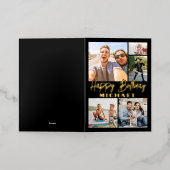 Script Happy Birthday Modern Black 5 Fotocollage Folie Wenskaart (Buiten Laag)