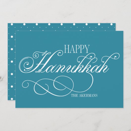 Script Happy Hanukkah Holiday Kaart (Voorkant / Achterkant)