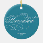 Script Happy Hanukkah Holiday Keramisch Ornament (Achterkant)