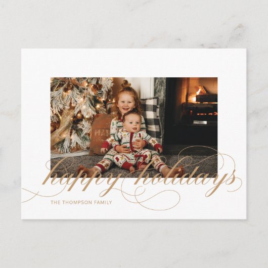 Script Happy Holidays Elegant Photo Carte postale (Devant)