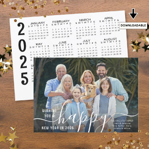 Script HAPPY NEW YEAR Fotobedekking 2025 Kalender Feestdagenkaart