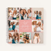 Script hart roze moderne multi foto beste vrienden notitieboek (Voorkant)