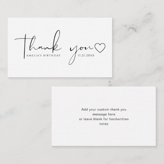 Script Hart Verjaardag Budget Bedankt Kaarten (Voorkant / Achterkant)