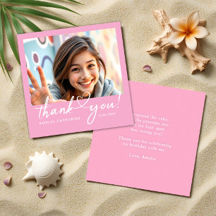 Script Hart Zacht Roze Meisje Budget Bedankt Card Notitiekaartje