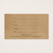 Script Harten Rustic Kraft Cadeaubon Visitekaartje (Achterkant)