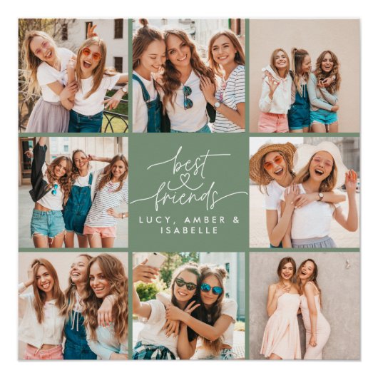 Script hartgebruik moderne multi foto beste vriend perfect poster (Voorkant)