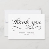 Script Heart Typography romantic Wedding Bedankkaart (Voorkant)
