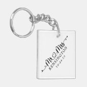 Script Hearts Personaliseerde Mr Mrs Wedding Foto Sleutelhanger (Voorkant Links)