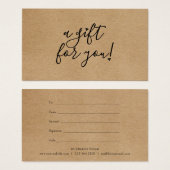 Script Hearts Rustique Kraft Certificat cadeau (Devant & derrière)