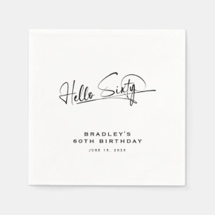 Script Hello Sixty Minimalistisch 60ste Verjaardag Servet