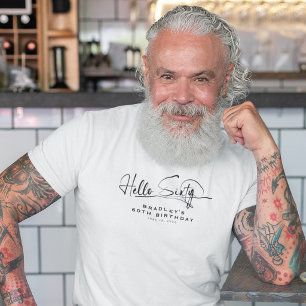 Script Hello Sixty Minimalistisch 60ste Verjaardag T-shirt