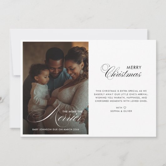 Script Hoe meer de Merrier Kerstzwangerschap Feestdagenkaart (Voorkant)