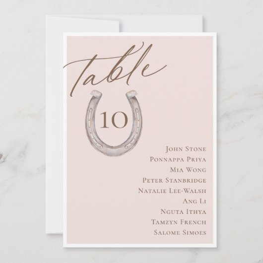 Script Hoefijzer Tafelnummer Zittingkaart Kaarten (Voorkant)