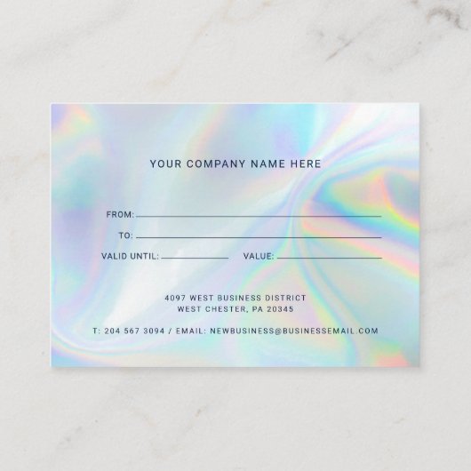 Script holographique Certificat cadeau d'entrepris (Dos)