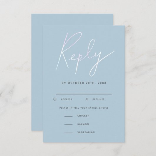 Script Holographique moderne mariage RSVP choix de (Devant / Derrière)