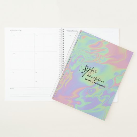 Script holographique moderne Rainbow Pastel - Plan (Devant avec enveloppe)