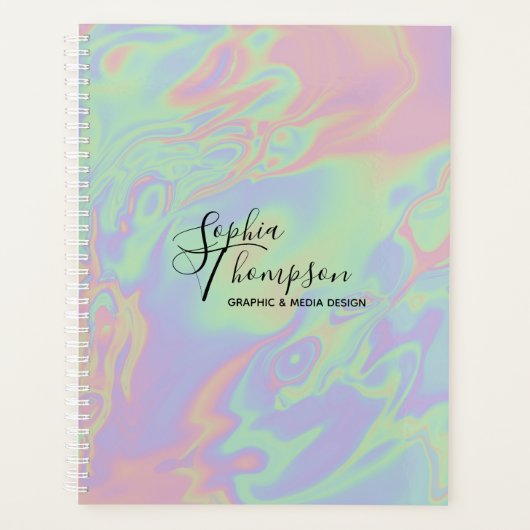 Script holographique moderne Rainbow Pastel - Plan (Devant)