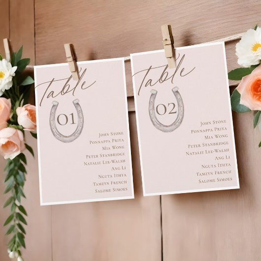 Script Horseshoe Numéro de table Siège Cartes de t