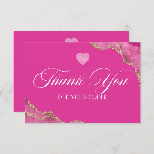 Script Hot-roze marmer Business Hartelijk dank Bedankkaart (Voorkant / Achterkant)