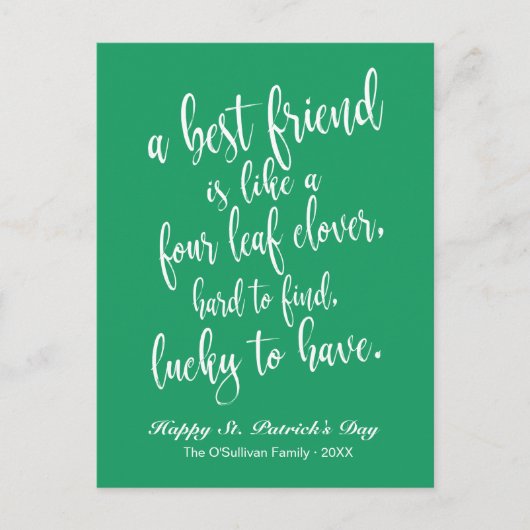Script Ierse vriendschapsproverb St. Patrick's Day Briefkaart (Voorkant)
