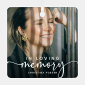 Script in liefdevolle herinnering Foto Memorial Ch Metalen Ornament (Voorkant)