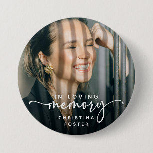 Script In Loving Memory Foto-herdenking Ronde Button 7,6 Cm