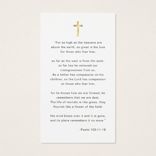 Script In Loving Memory Roukaart Funeral Foto Gebe Visitekaartje (Achterkant)