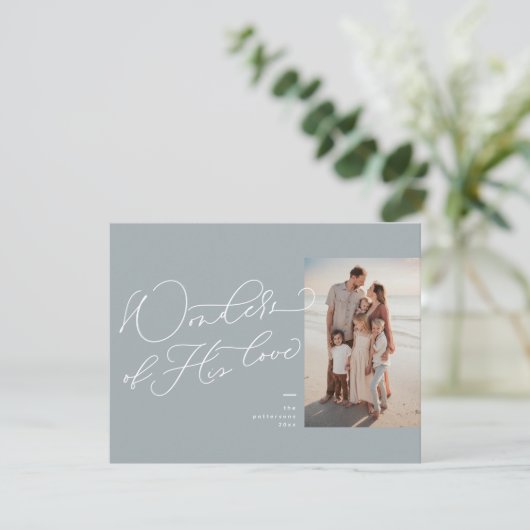 Script incliné Carte photo de vacances religieux (Debout devant)