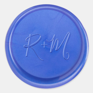 Script Initiaal Blue Quartz Wax Seal Sticker