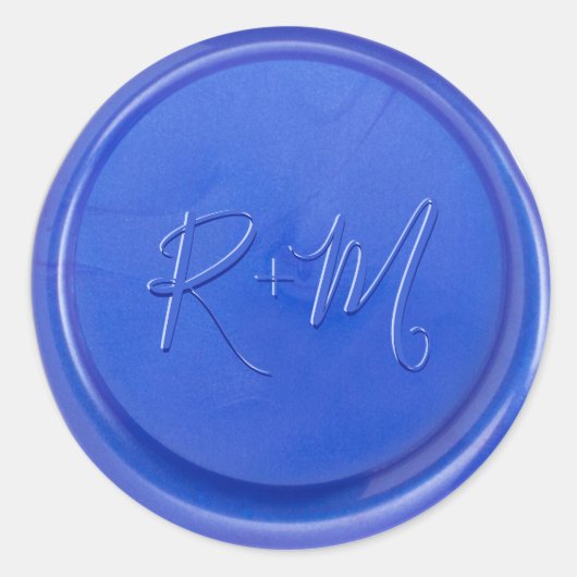 Script Initiaal Blue Quartz Wax Seal Sticker (Voorkant)