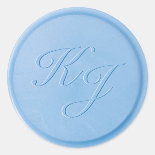 Script Initiaal Linen Blue Wax Seal Sticker (Voorkant)