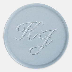 Script Initiaal Stusty Blue Wax Seal Sticker