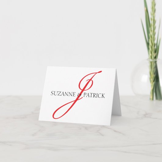 Script J Monogram Notitiekaart (Rood / Zwart) (Voorkant)