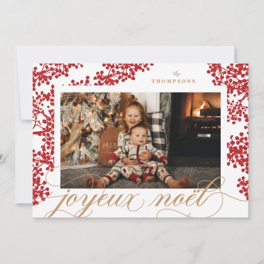 Script Joyeux Noel Red Berries Carte photo (Devant)