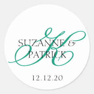 Script K Monogram Labels (Smaragd / Zwart)