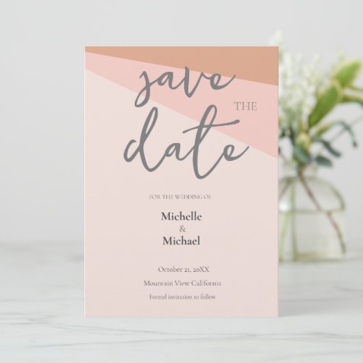 Script Kalligrafie Bruiloft Modern Save the Date Kaart (Staand voorkant)