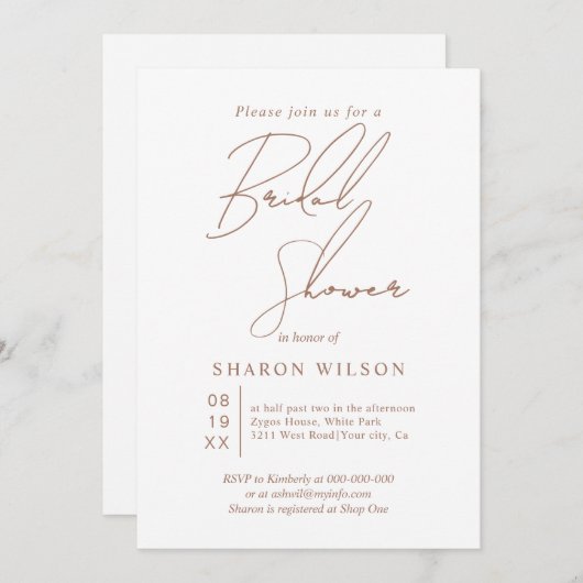 Script kalligrafie mocha en wit Vrijgezellenfeest Kaart (Voorkant / Achterkant)