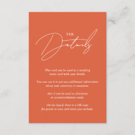 Script kalligrafie Verona zonsondergang oranje QR  Informatiekaartje