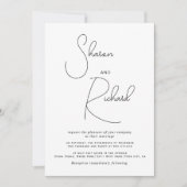 Script kalligrafie zwart-wit foto bruiloft kaart (Voorkant)