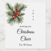 Script Kerstplezier Tak Met Bessen Wijn Etiket (Enkel label)