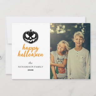 Script Landelijke Jack-O'-Lantern Halloween 1 Foto Feestdagenkaart