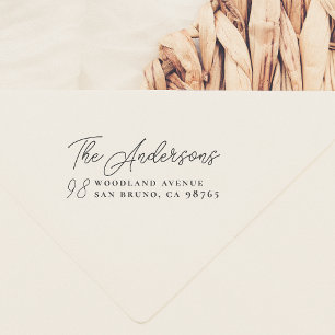 Script Lettering Family Name & Deur Number Zelfinktende Stempel