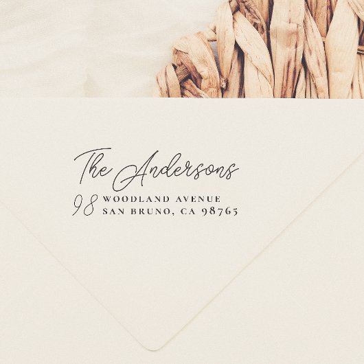 Script Lettering Family Name & Deur Number Zelfinktende Stempel